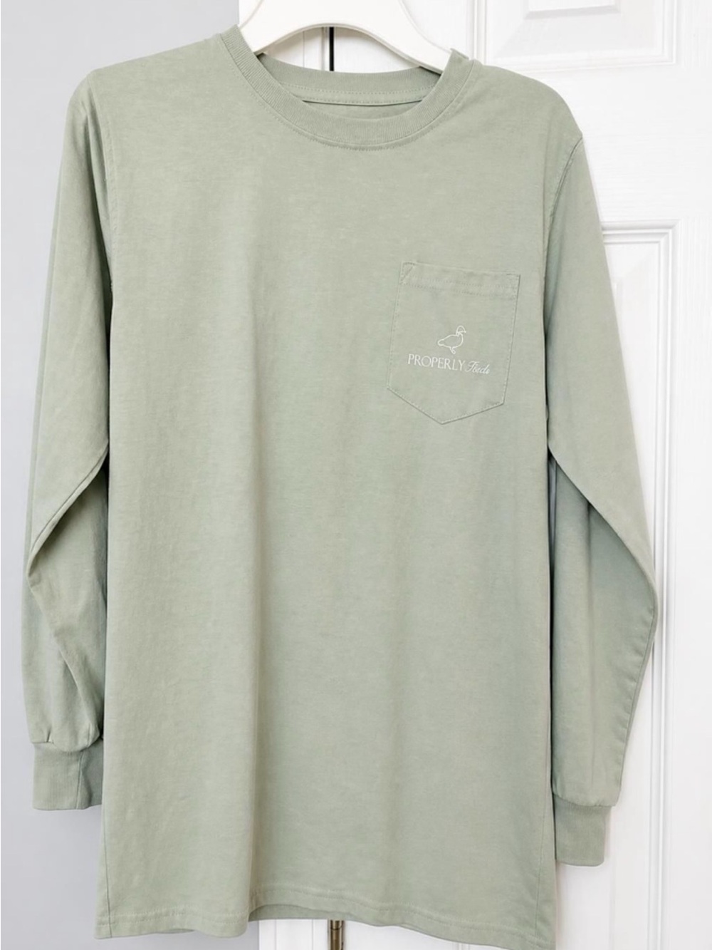 Properly Kids Long Sleeve Pocket Tee in Sage Green